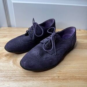 Anna Sui x Hush Puppies Suede Eggplant Purple Lace Up Oxfords Size 6.5 2012 Twee